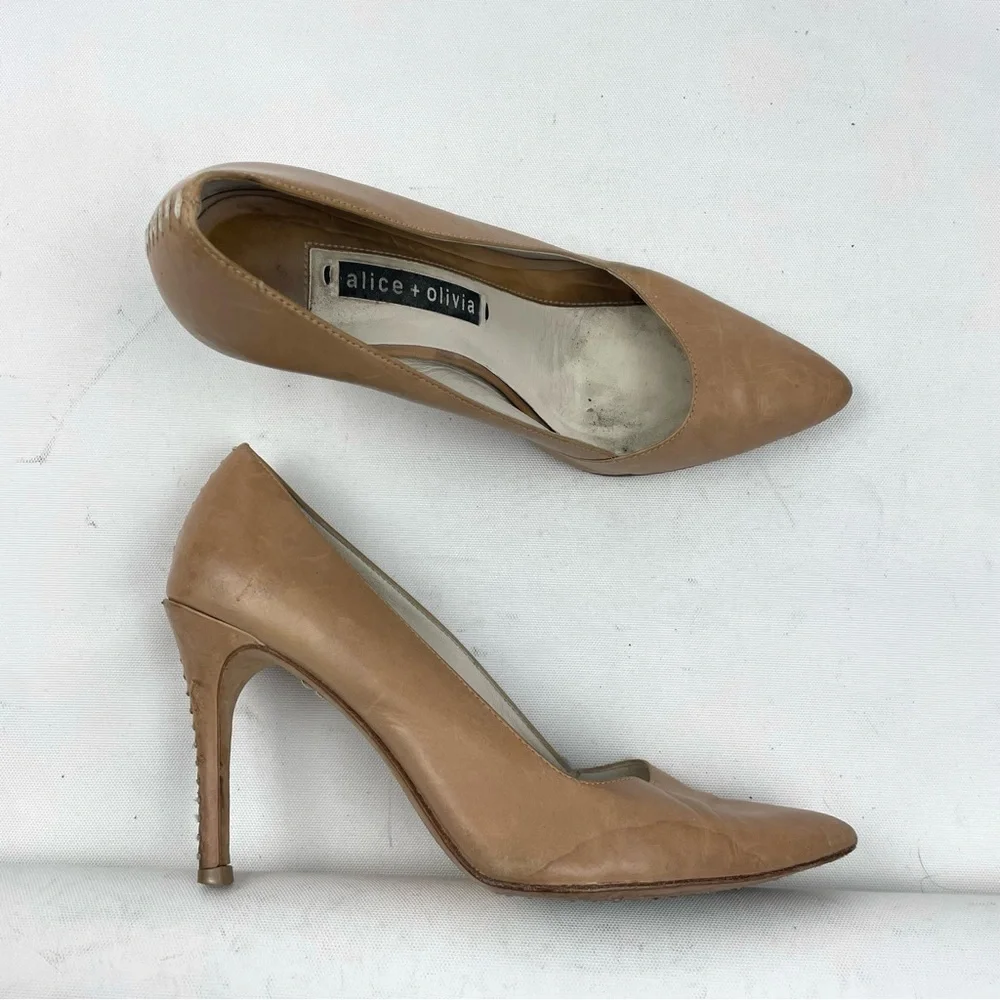 Alice + Olivia Vachetta Leather Beige Tan Stiletto Heels – Size 36.5